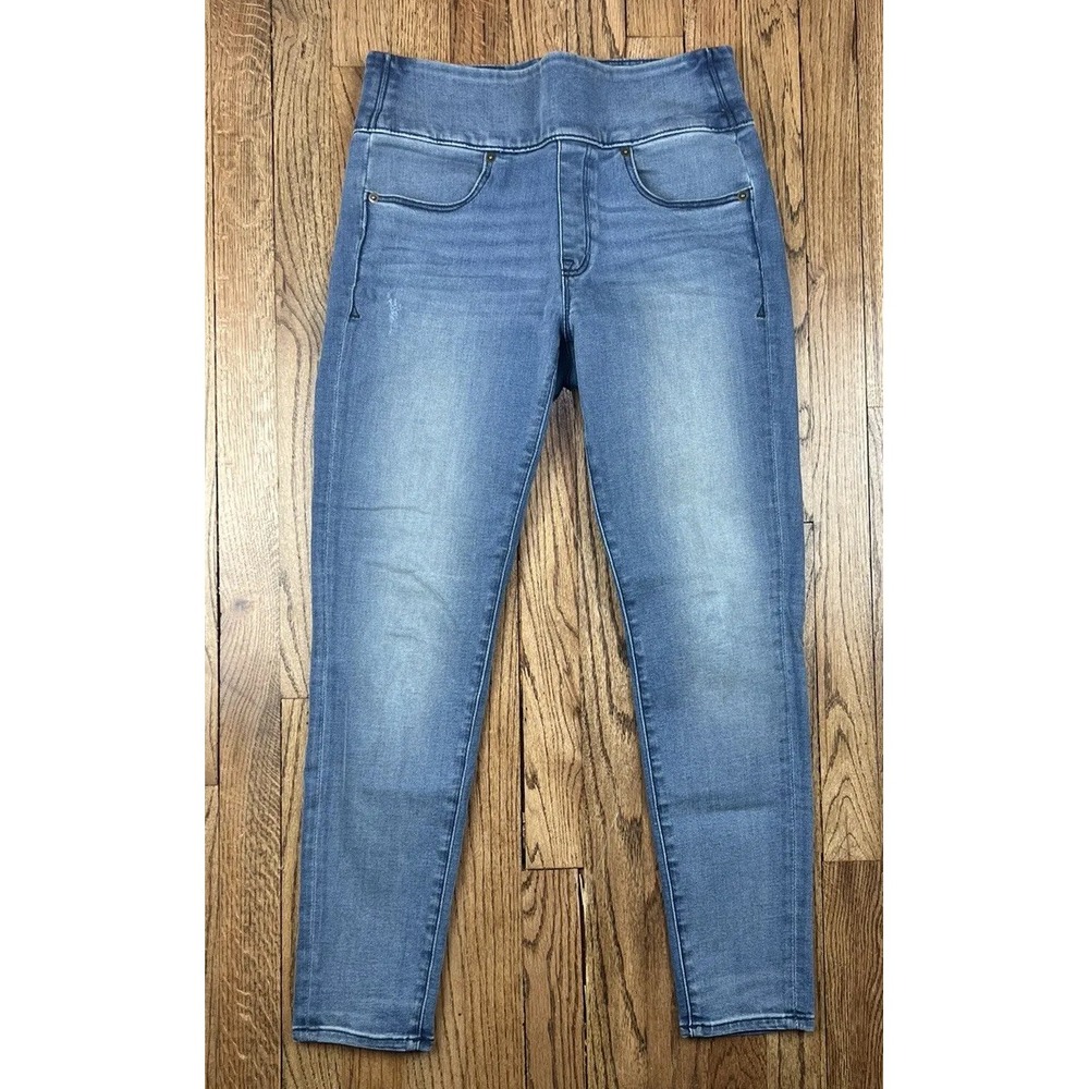 Spanx Ankle Shaping Signature Waist Skinny Pull On Zip Stretch Jeans Sz 28x28